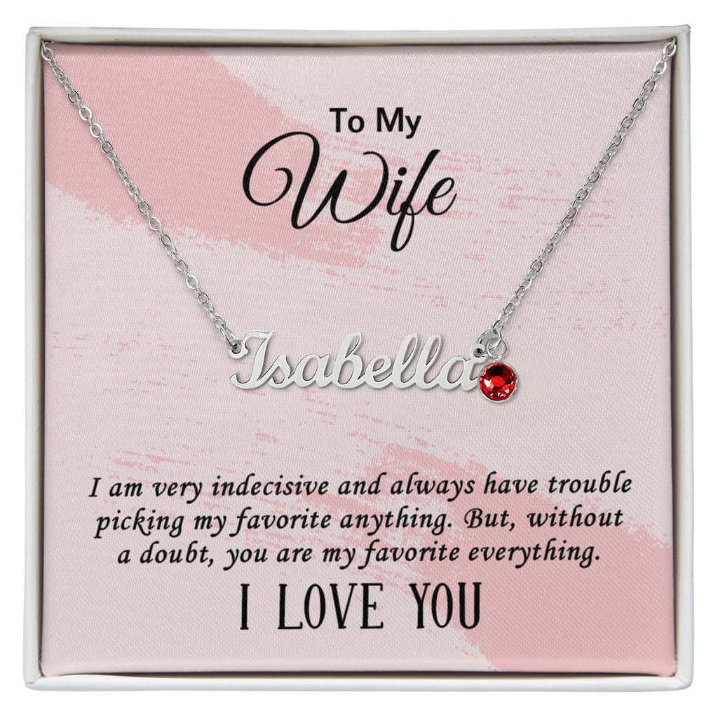 Personalized Name and Birthstone Necklace for Wife, Sentimental Gift
