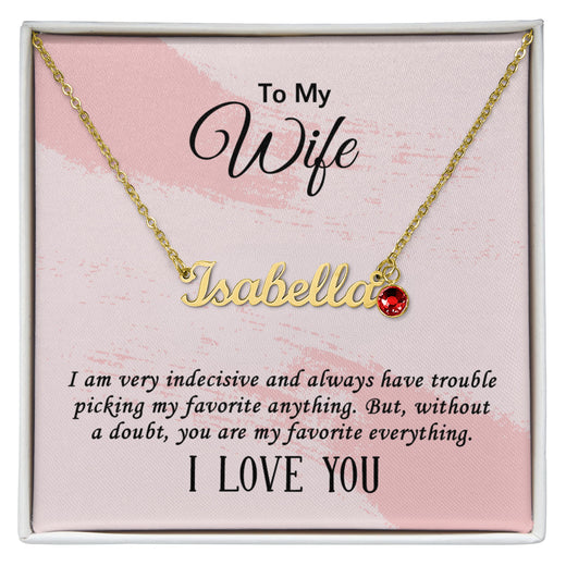 Personalized Name and Birthstone Necklace for Wife, Sentimental Gift