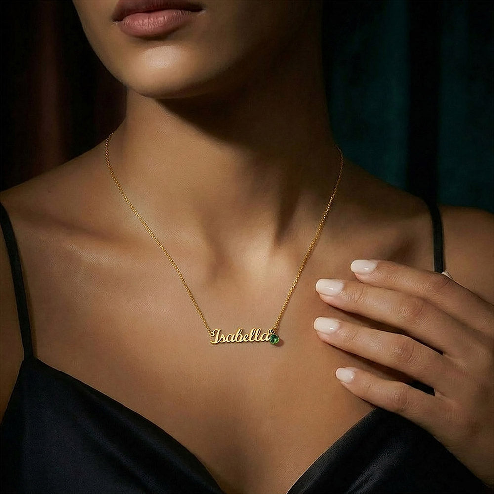 Personalized Name and Birthstone Necklace for Wife, Sentimental Gift