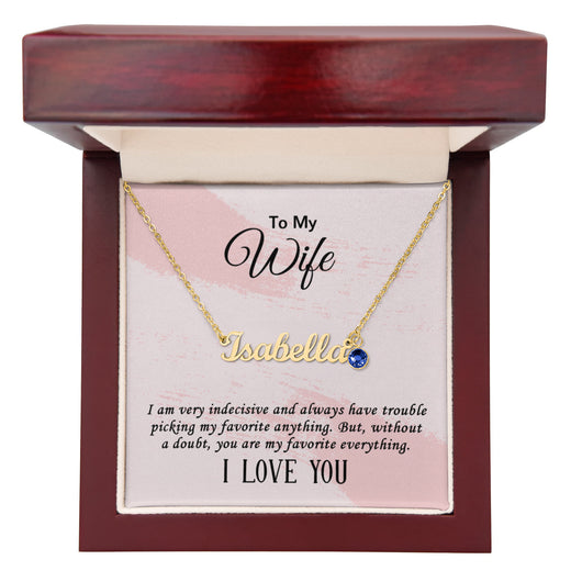 Personalized Name and Birthstone Necklace for Wife, Sentimental Gift