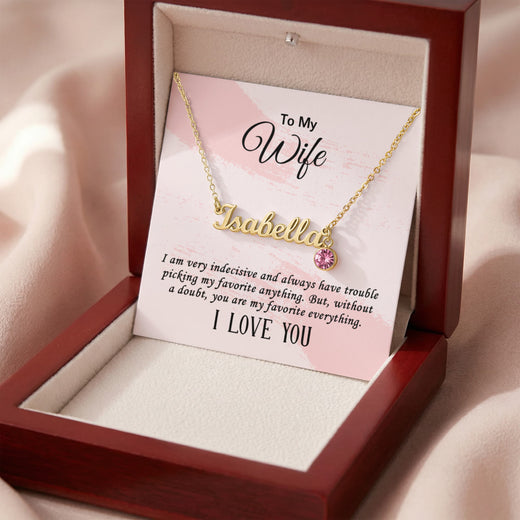 Personalized Name and Birthstone Necklace for Wife, Sentimental Gift