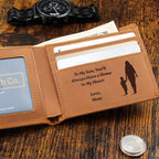To My Son Engraved Leather Wallet, Meaningful Gift from Mom