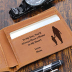 To My Son Engraved Leather Wallet, Meaningful Gift from Mom
