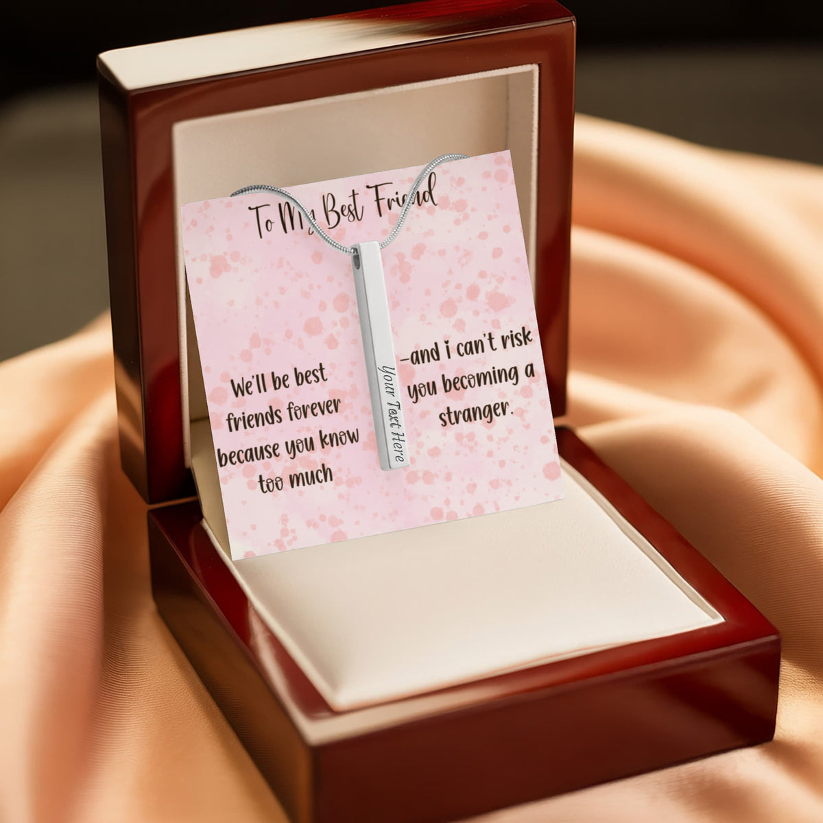 To My Best Friend Personalized 4-Sided Engraved Necklace, Funny Best Friend Gift