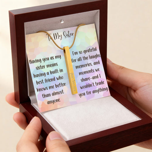 To My Sister Personalized 4-Sided Engraved Necklace, Sentimental Sister Gift