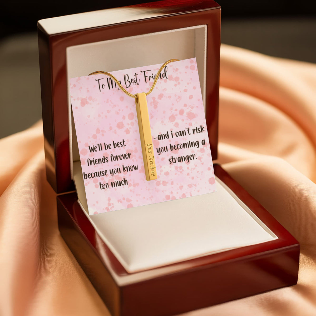 To My Best Friend Personalized 4-Sided Engraved Necklace, Funny Best Friend Gift