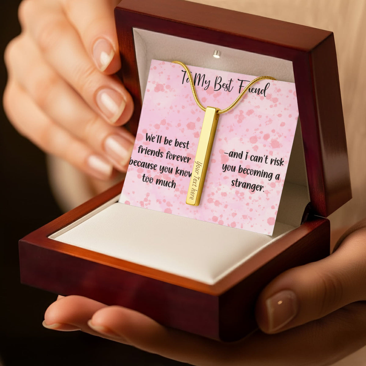 To My Best Friend Personalized 4-Sided Engraved Necklace, Funny Best Friend Gift