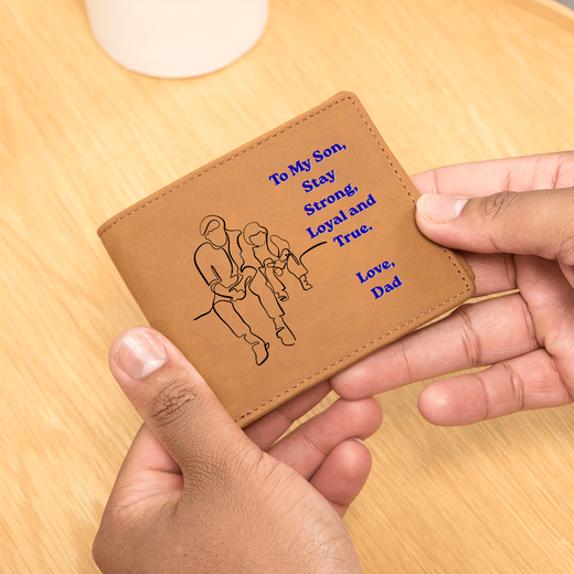 To My Son Leather Wallet, Stay Strong Loyal and True, Gift from Dad
