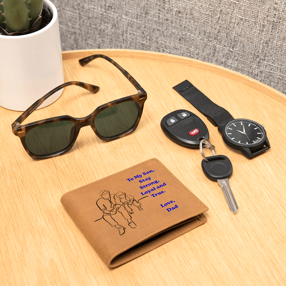 To My Son Leather Wallet, Stay Strong Loyal and True, Gift from Dad