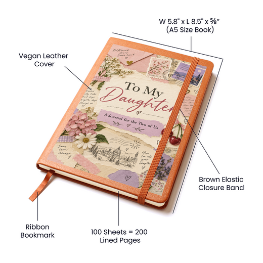 To My Daughter Journal, Mother Daughter Writing Journal, Soft Floral Design
