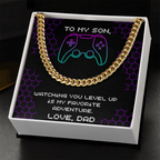 To My Son, Level Up Cuban Link Chain, Gamer Gift from Dad