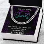 To My Son, Level Up Cuban Link Chain, Gamer Gift from Dad