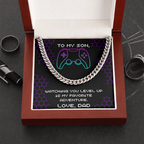 To My Son, Level Up Cuban Link Chain, Gamer Gift from Dad