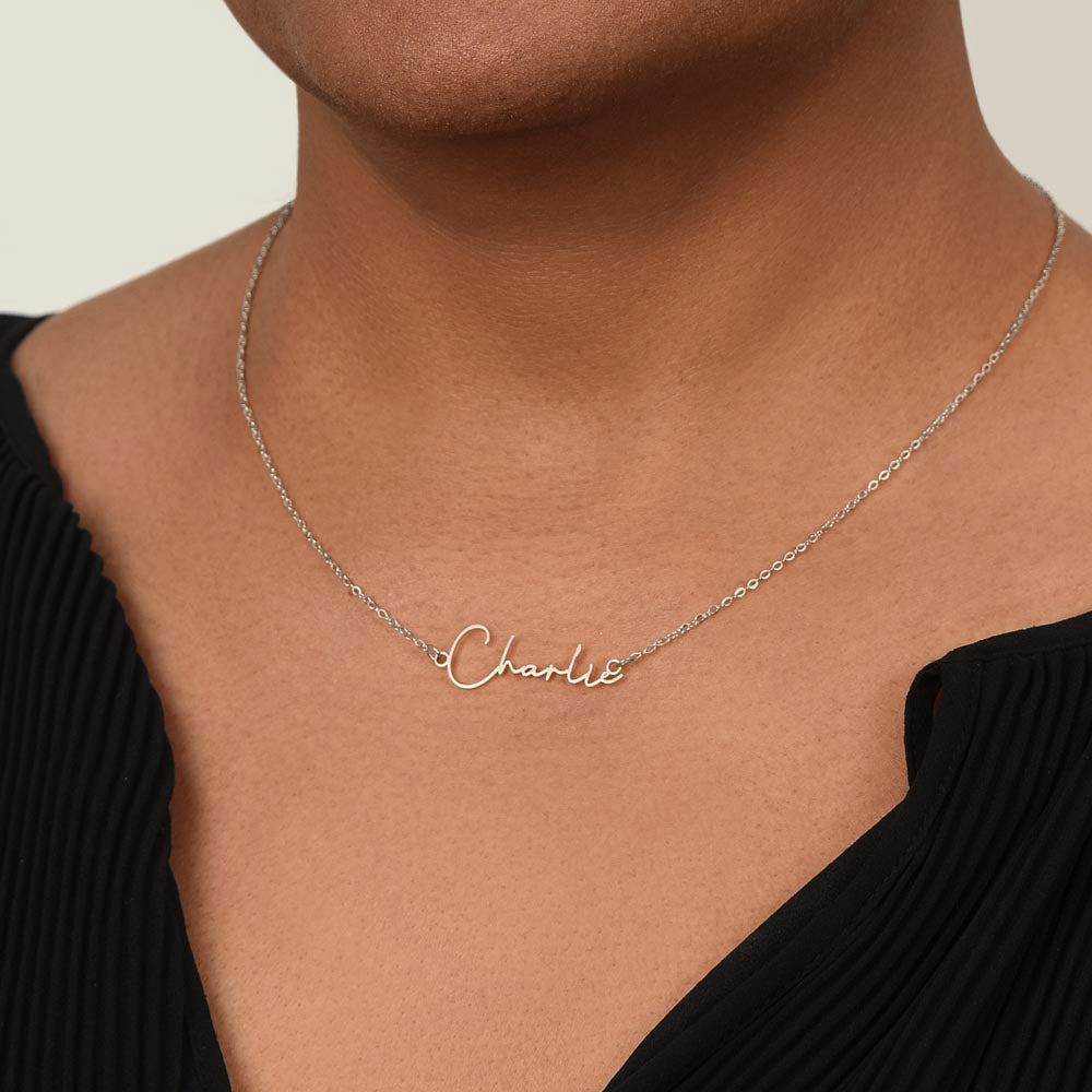 To My Daughter, Personalized Signature Name Necklace, Meaningful Gift from Mom