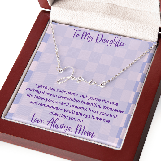 To My Daughter, Personalized Signature Name Necklace, Meaningful Gift from Mom