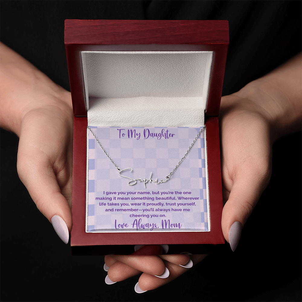 To My Daughter, Personalized Signature Name Necklace, Meaningful Gift from Mom