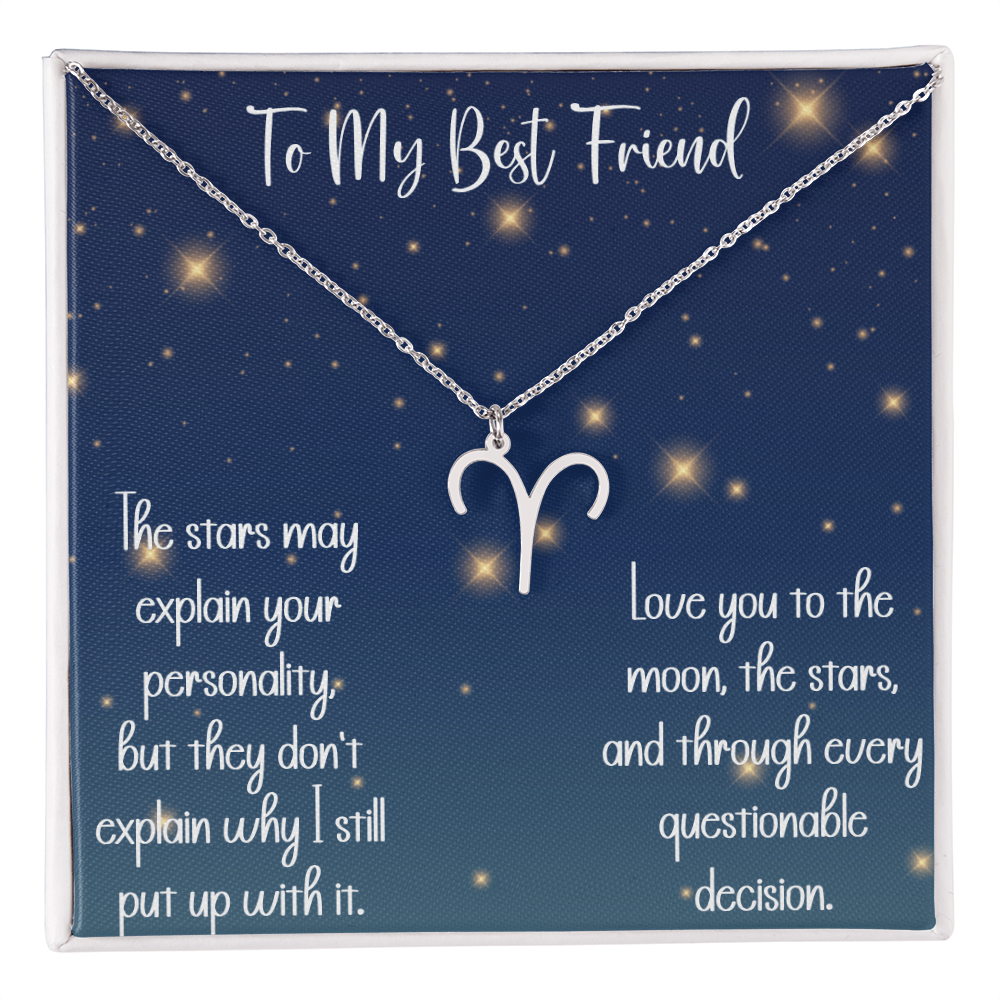To My Best Friend Zodiac Necklace, Funny Astrology Gift