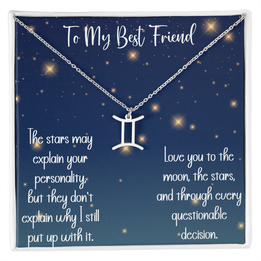 To My Best Friend Zodiac Necklace, Funny Astrology Gift