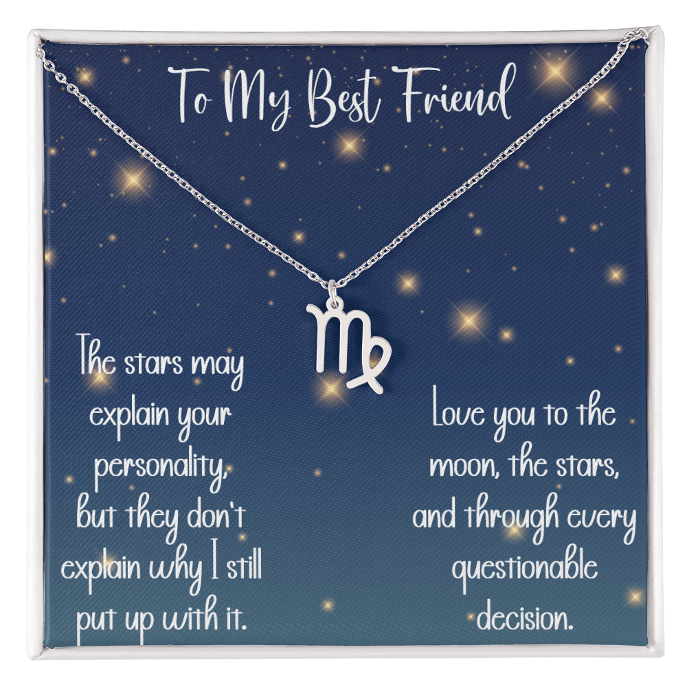 To My Best Friend Zodiac Necklace, Funny Astrology Gift