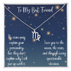 To My Best Friend Zodiac Necklace, Funny Astrology Gift