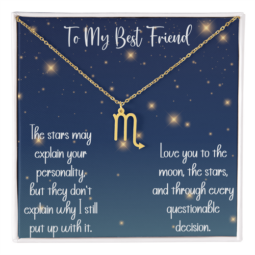 To My Best Friend Zodiac Necklace, Funny Astrology Gift