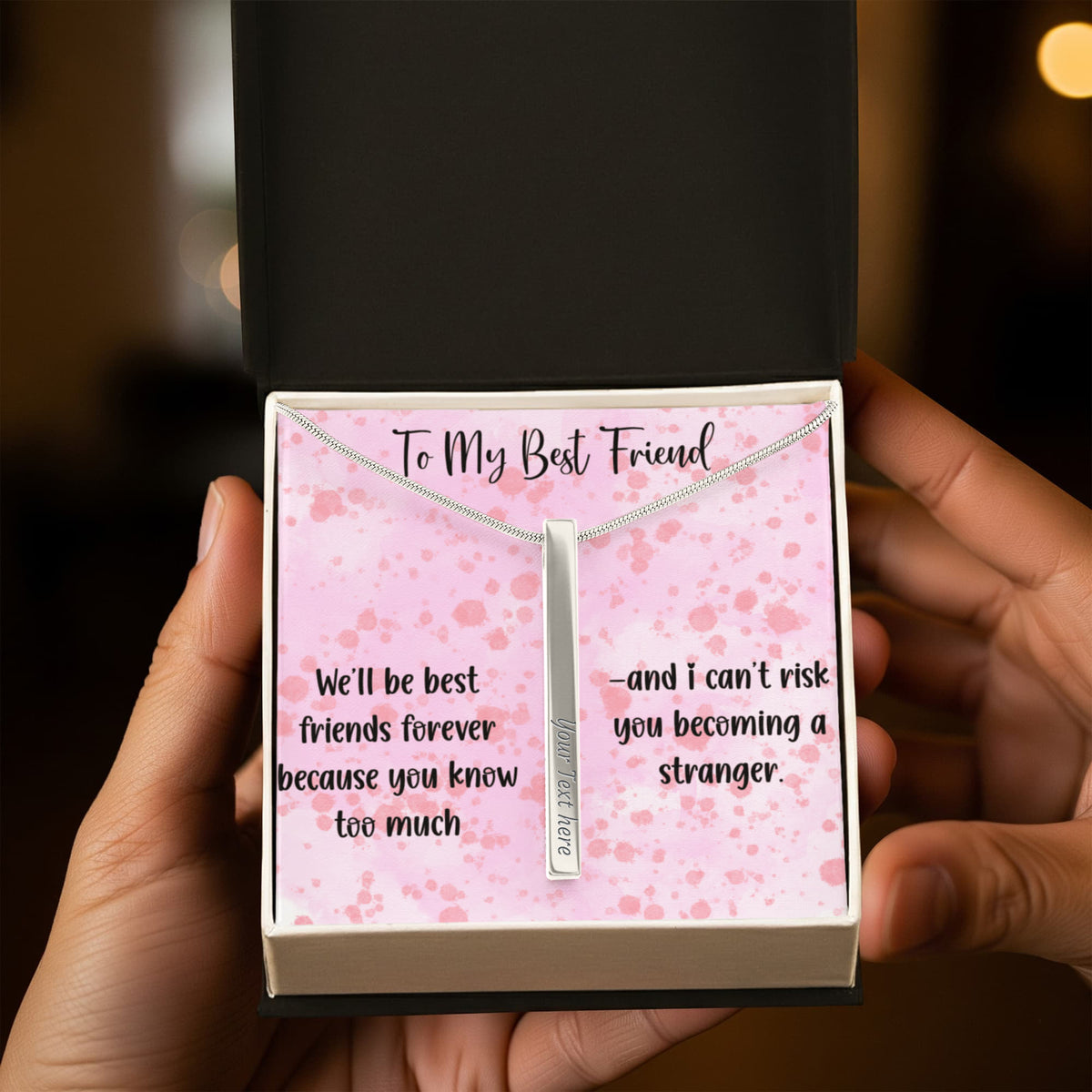 To My Best Friend Personalized 4-Sided Engraved Necklace, Funny Best Friend Gift