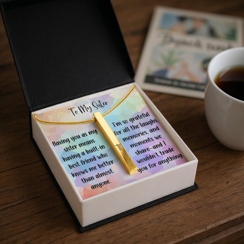 To My Sister Personalized 4-Sided Engraved Necklace, Sentimental Sister Gift