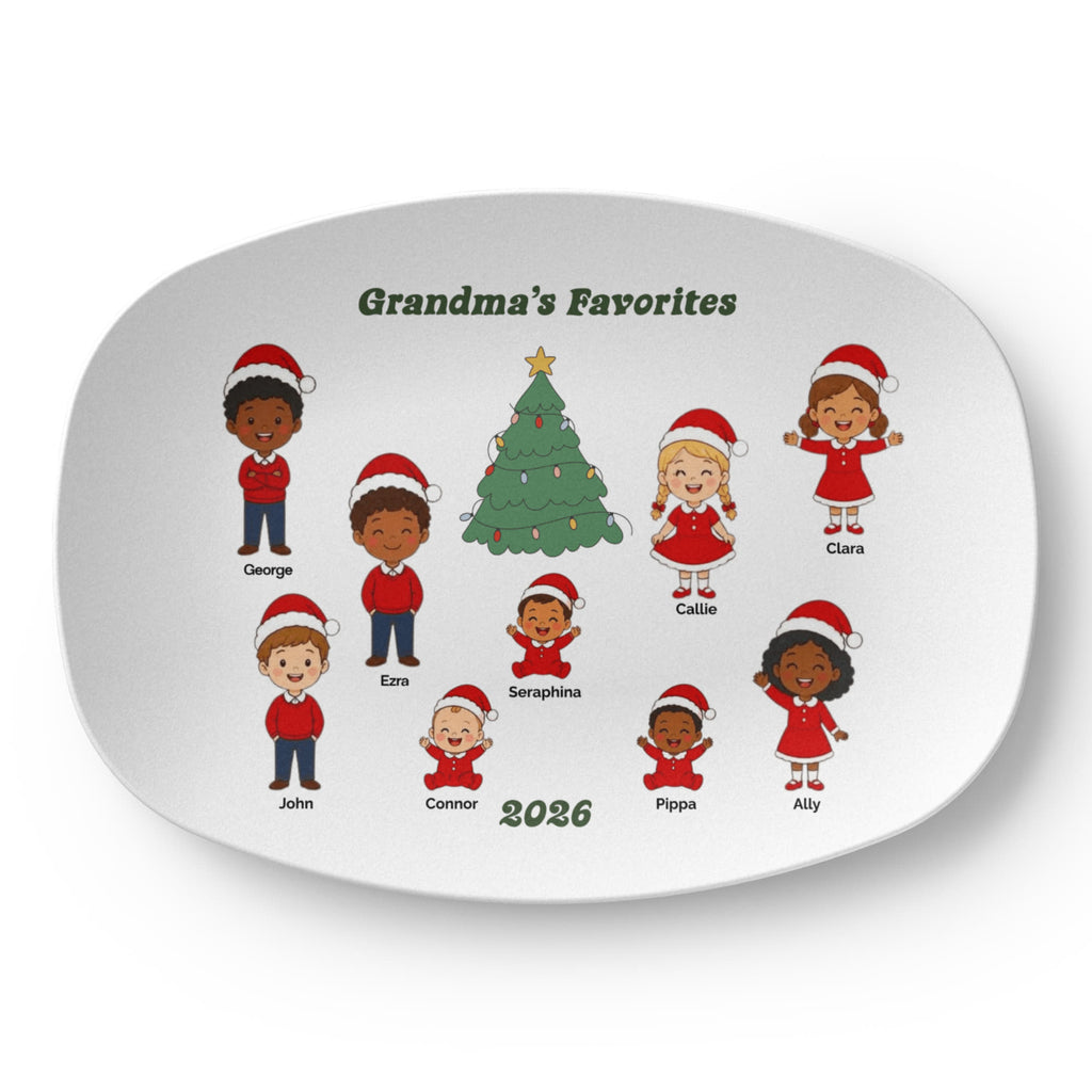 To My Grandma, Personalized Christmas Platter, Grandma's Favorites with Grandchildren Names