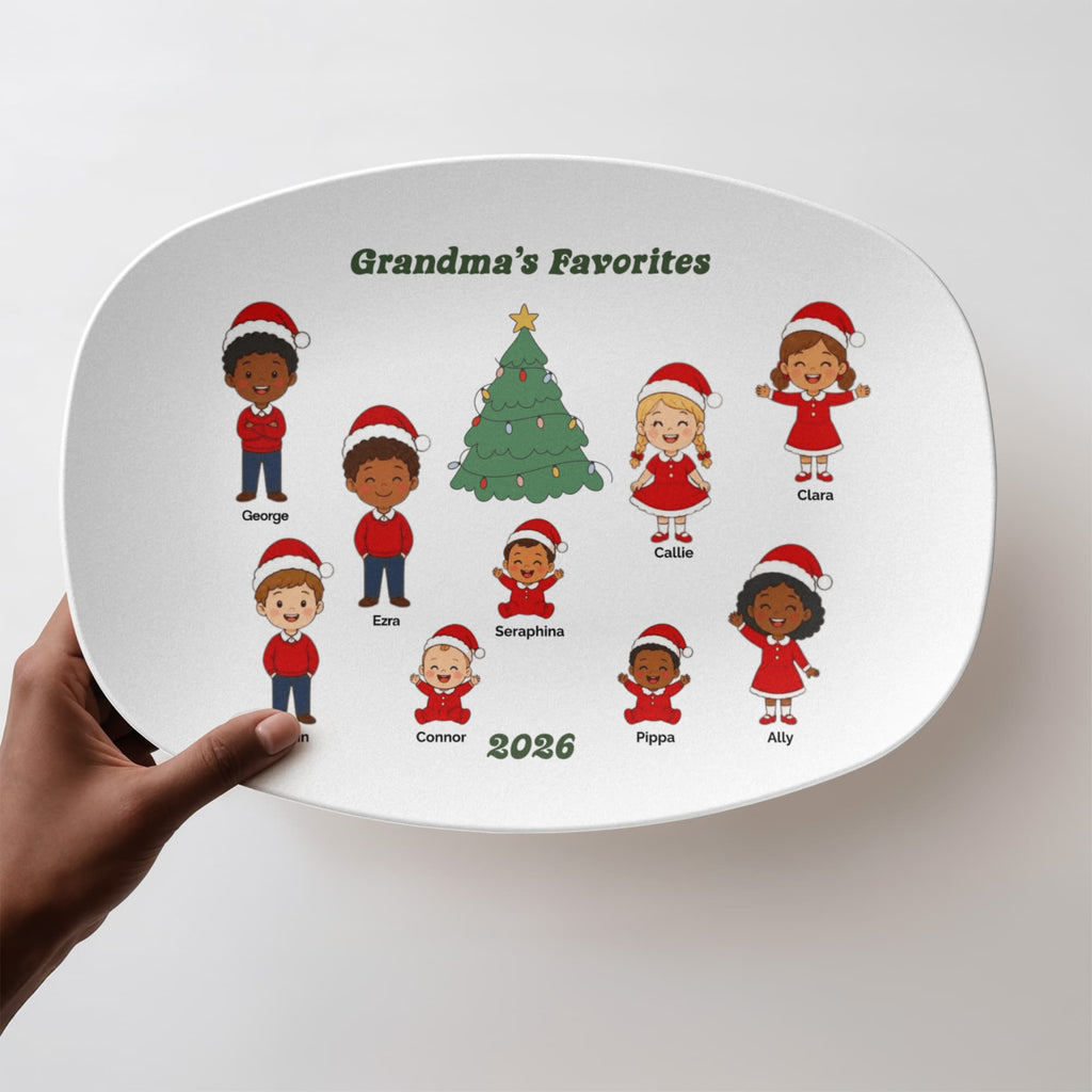 To My Grandma, Personalized Christmas Platter, Grandma's Favorites with Grandchildren Names