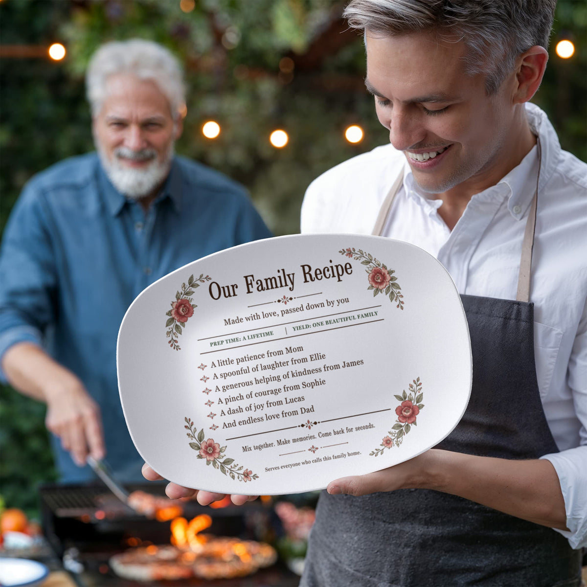 To My Mom, Personalized Family Recipe Platter, Custom Floral Serving Tray