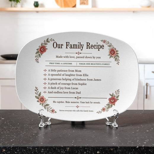 To My Mom, Personalized Family Recipe Platter, Custom Floral Serving Tray