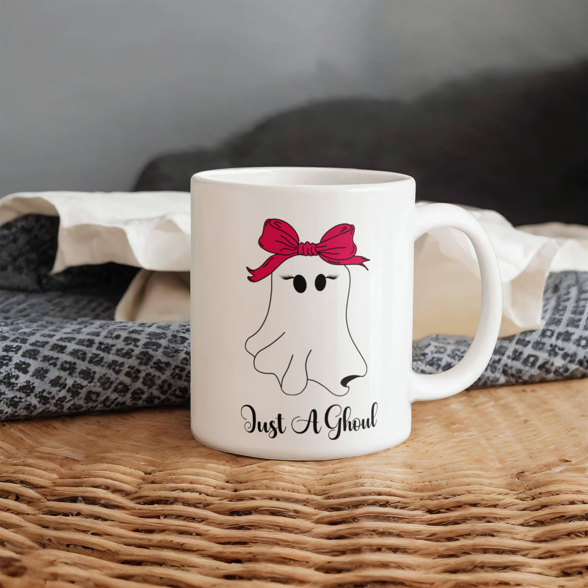 Just a Ghoul Mug, Cute Halloween Ghost Coffee Cup, Gift for Her