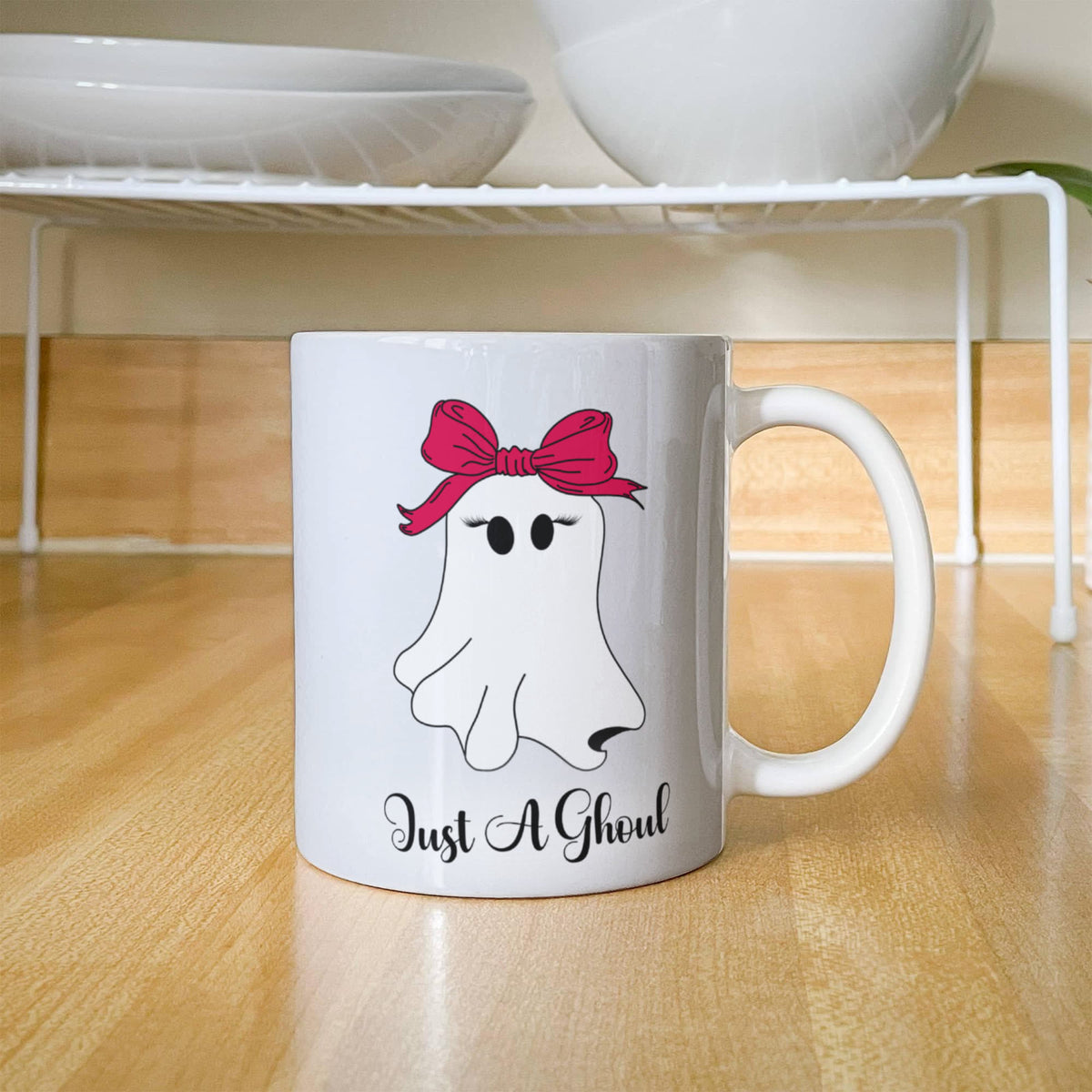 Just a Ghoul Mug, Cute Halloween Ghost Coffee Cup, Gift for Her