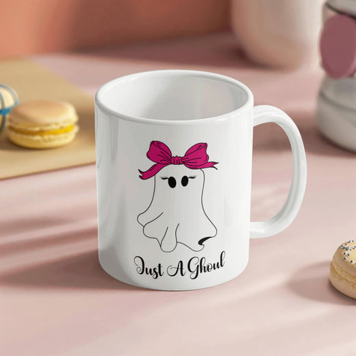 Just a Ghoul Mug, Cute Halloween Ghost Coffee Cup, Gift for Her