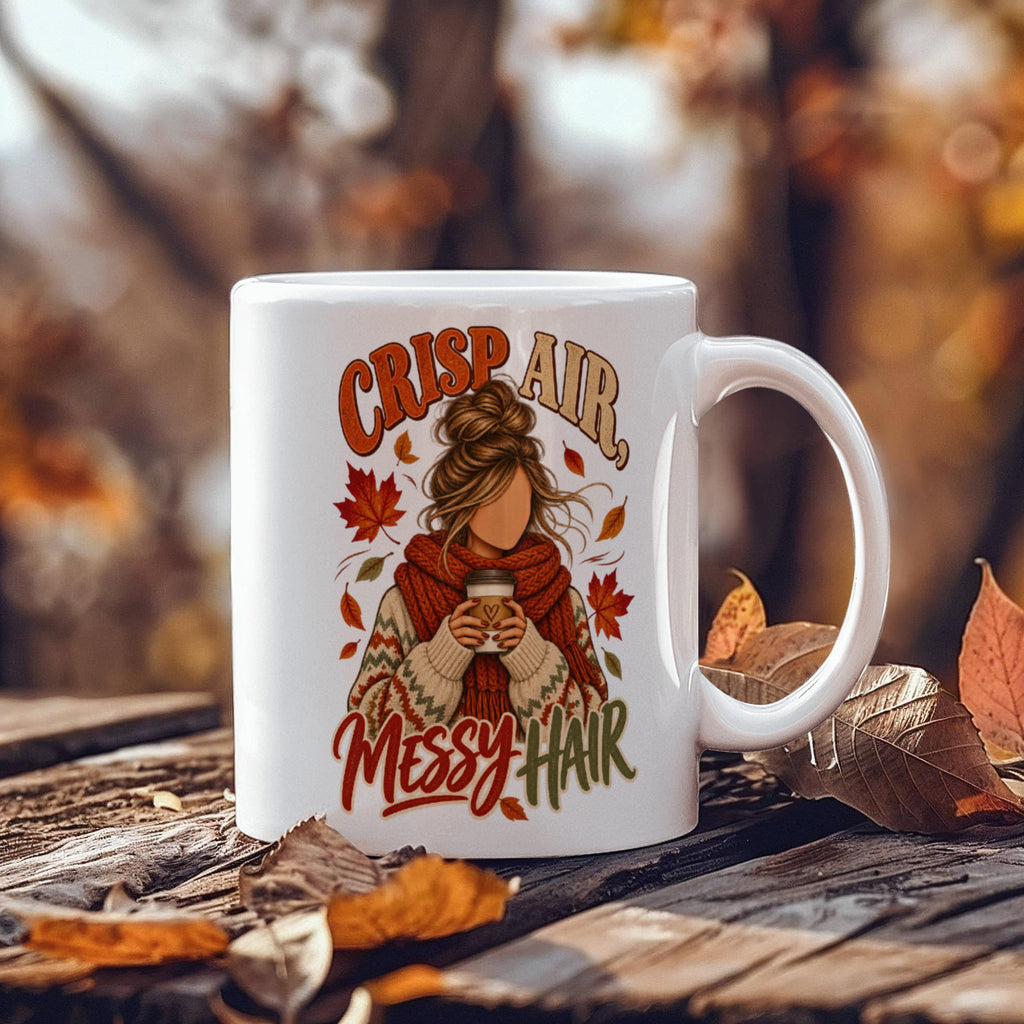 Crisp Air, Messy Hair Mug 11 oz or 15 oz