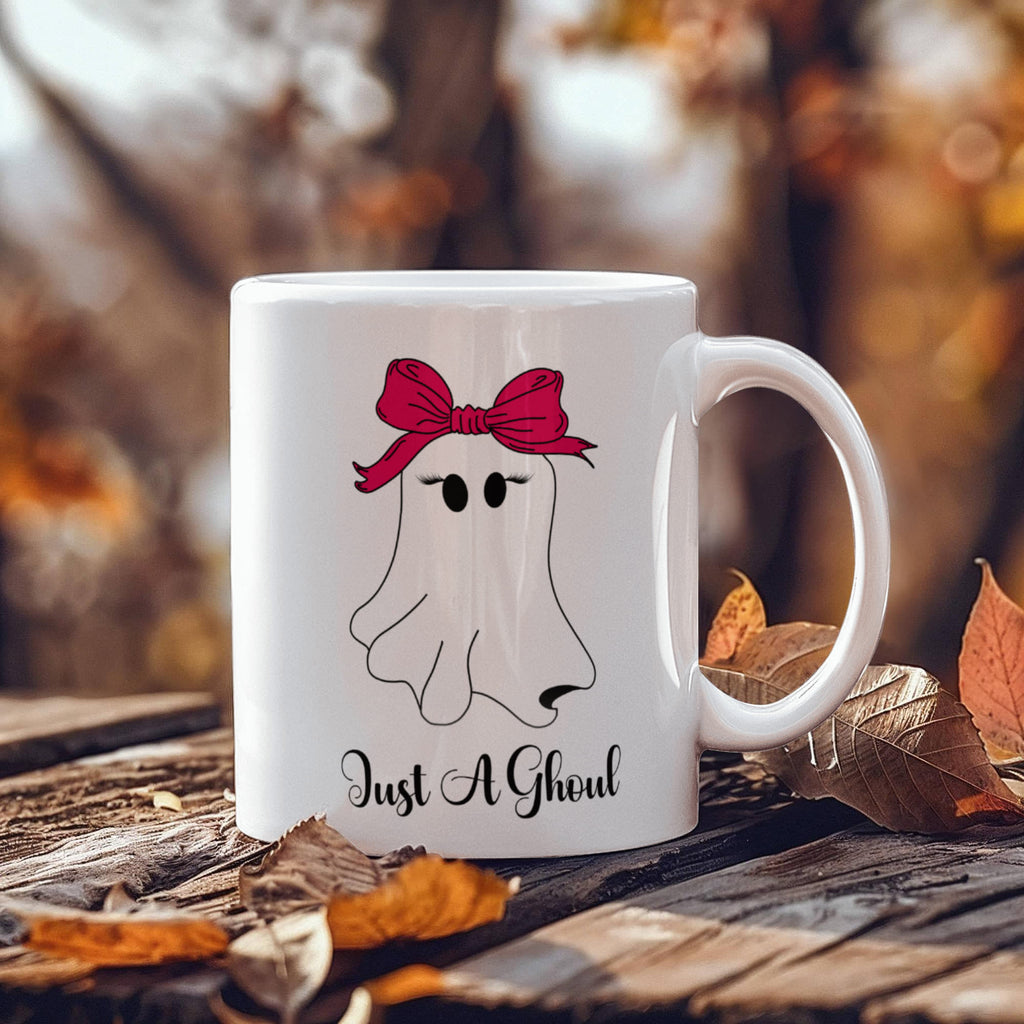 Just a Ghoul Mug, Cute Halloween Ghost Coffee Cup, Gift for Her