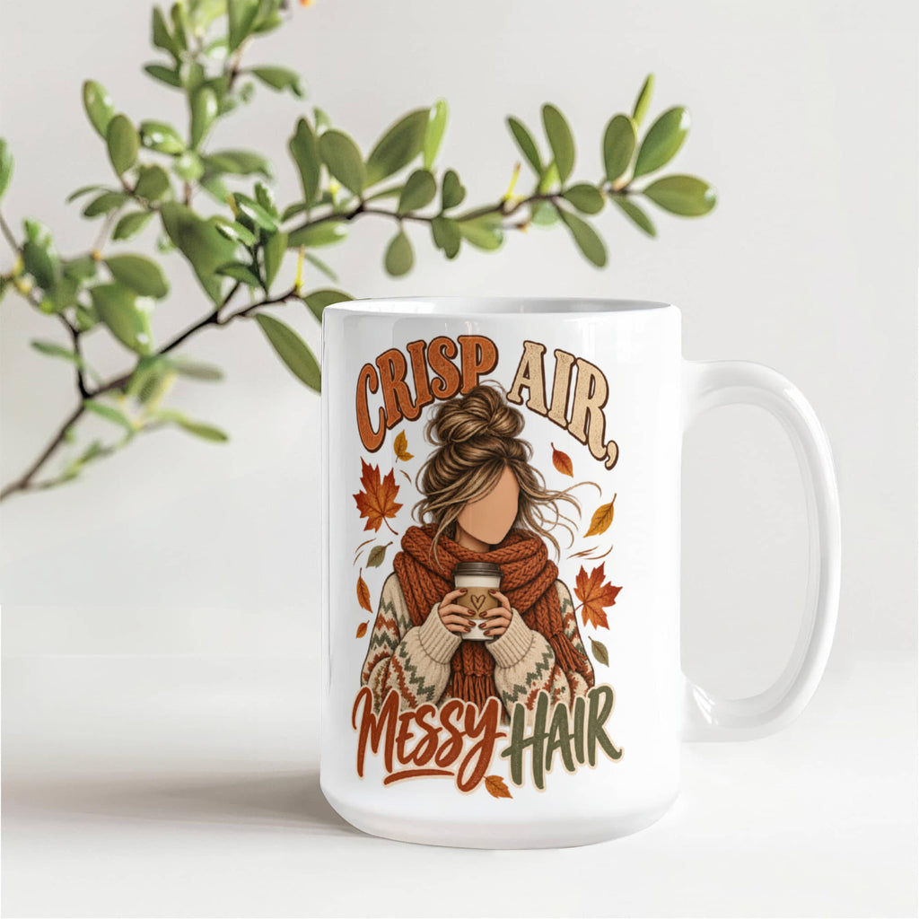 Crisp Air, Messy Hair Mug 11 oz or 15 oz