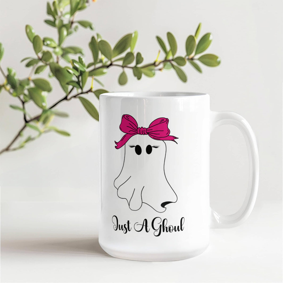Just a Ghoul Mug, Cute Halloween Ghost Coffee Cup, Gift for Her