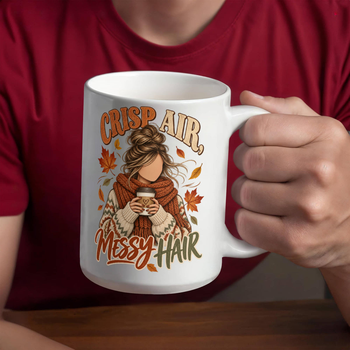 Crisp Air, Messy Hair Mug 11 oz or 15 oz