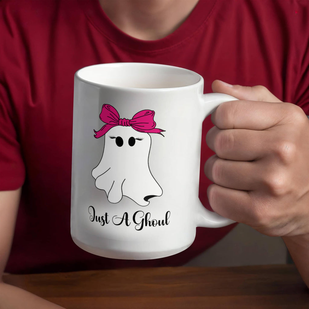 Just a Ghoul Mug, Cute Halloween Ghost Coffee Cup, Gift for Her