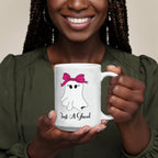 Just a Ghoul Mug, Cute Halloween Ghost Coffee Cup, Gift for Her