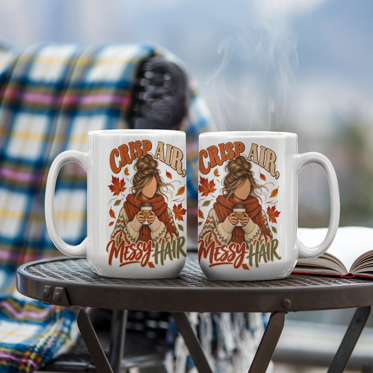 Crisp Air, Messy Hair Mug 11 oz or 15 oz