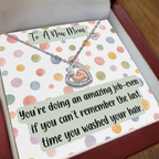 New Mom Baby Feet Heart Necklace, Funny New Mom Gift
