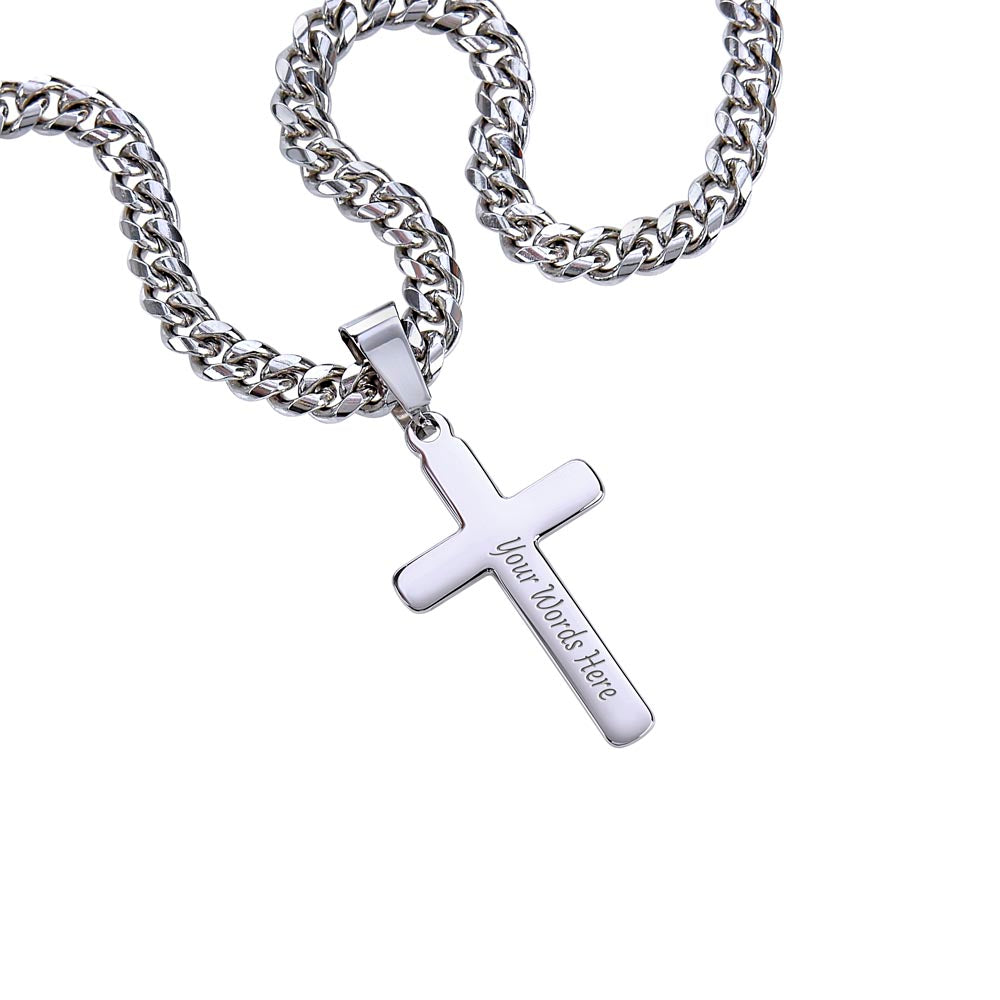 To My Son Personalized Cross Necklace, Meaningful Gift from Mom