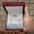 To My Son Personalized Cross Necklace, Meaningful Gift from Mom