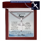 To My Son Personalized Cross Necklace, Meaningful Gift from Mom