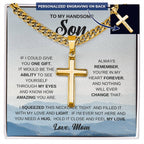 To My Son Personalized Cross Necklace, Meaningful Gift from Mom